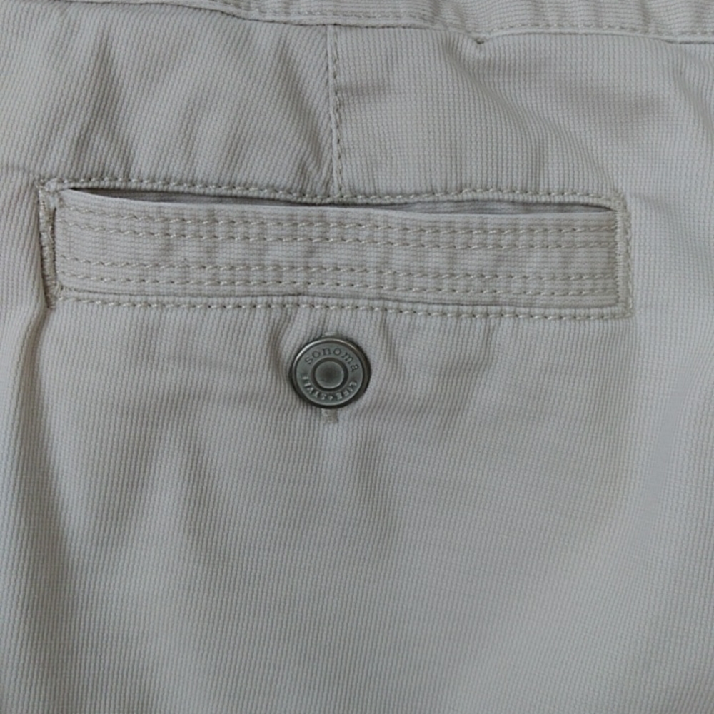 Sonoma Pinstripe Three Button Flare Wide Leg Pants 12 Reg Beige Cream - Picture 5 of 16